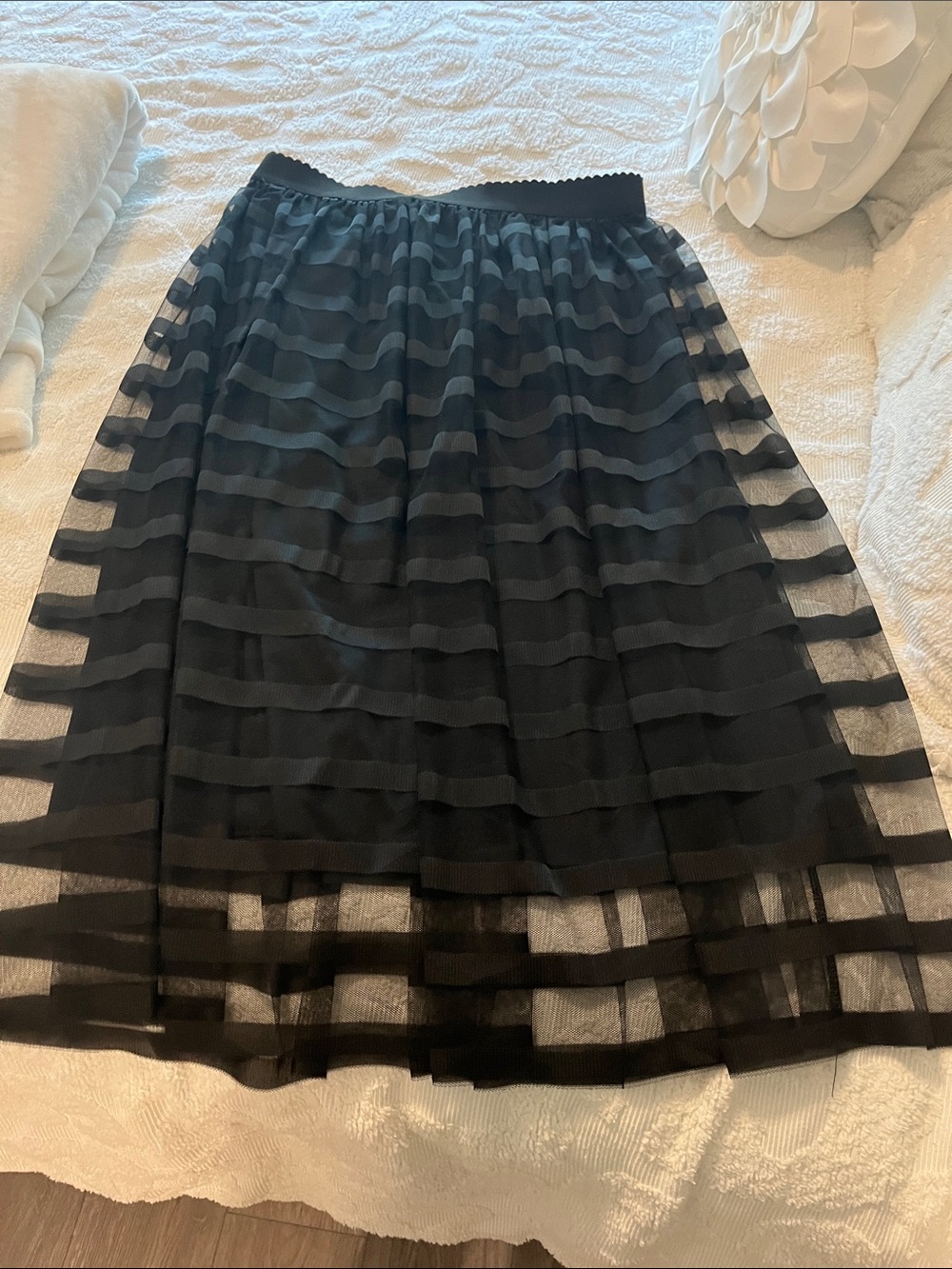 Metro Wear Black Layered Mesh Midi Skirt